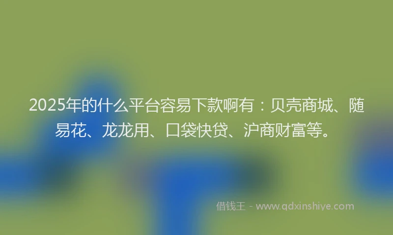 2025年的什么平台容易下款啊有：贝壳商城、随易花、龙龙用、口袋快贷、沪商财富等。