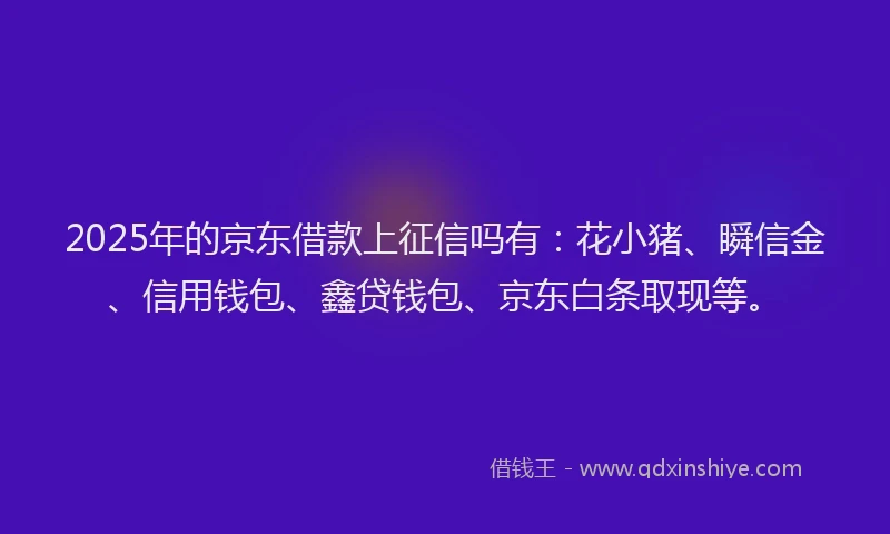 2025年的京东借款上征信吗有：花小猪、瞬信金、信用钱包、鑫贷钱包、京东白条取现等。