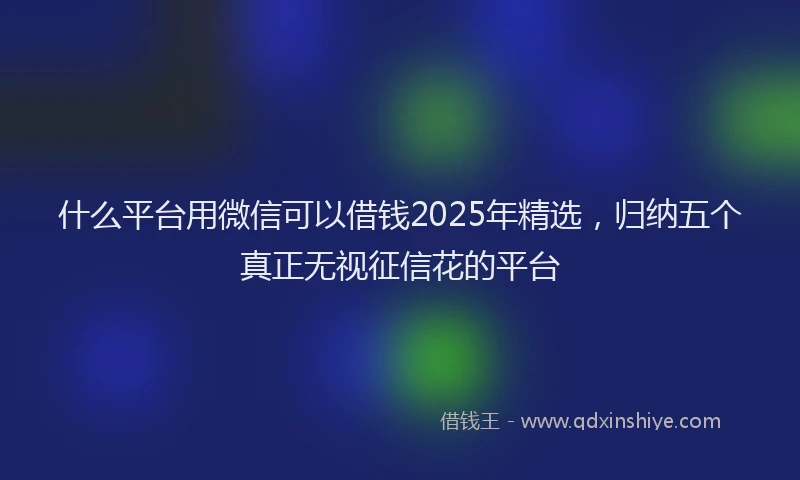什么平台用微信可以借钱2025年精选，归纳五个真正无视征信花的平台