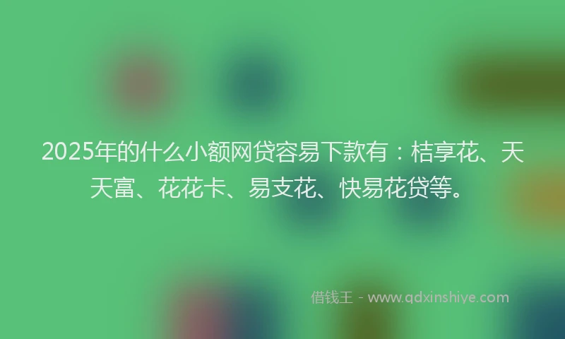 2025年的什么小额网贷容易下款有：桔享花、天天富、花花卡、易支花、快易花贷等。