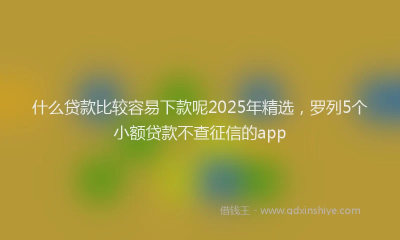 什么贷款比较容易下款呢2025年精选，罗列5个小额贷款不查征信的app