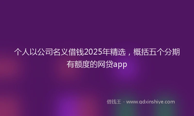 个人以公司名义借钱2025年精选，概括五个分期有额度的网贷app
