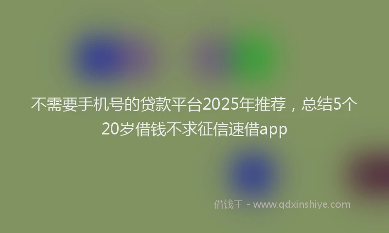 不需要手机号的贷款平台2025年推荐，总结5个20岁借钱不求征信速借app
