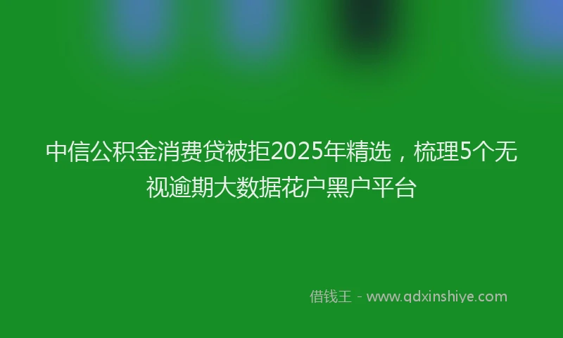 中信公积金消费贷被拒2025年精选，梳理5个无视逾期大数据花户黑户平台
