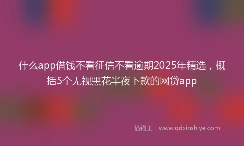 什么app借钱不看征信不看逾期2025年精选，概括5个无视黑花半夜下款的网贷app