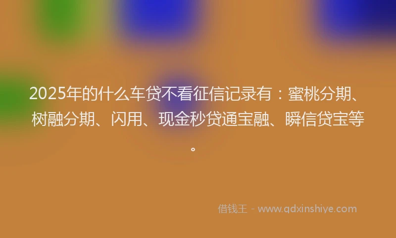 2025年的什么车贷不看征信记录有：蜜桃分期、树融分期、闪用、现金秒贷通宝融、瞬信贷宝等。
