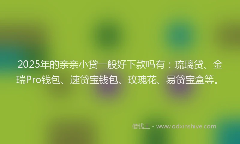 2025年的亲亲小贷一般好下款吗有：琉璃贷、金瑞Pro钱包、速贷宝钱包、玫瑰花、易贷宝盒等。