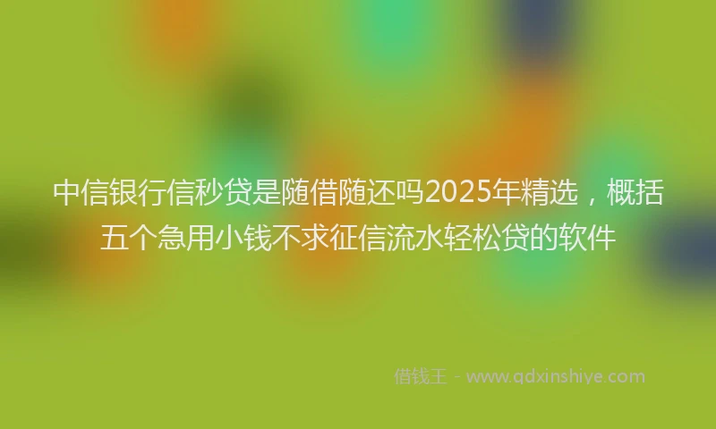 中信银行信秒贷是随借随还吗2025年精选，概括五个急用小钱不求征信流水轻松贷的软件