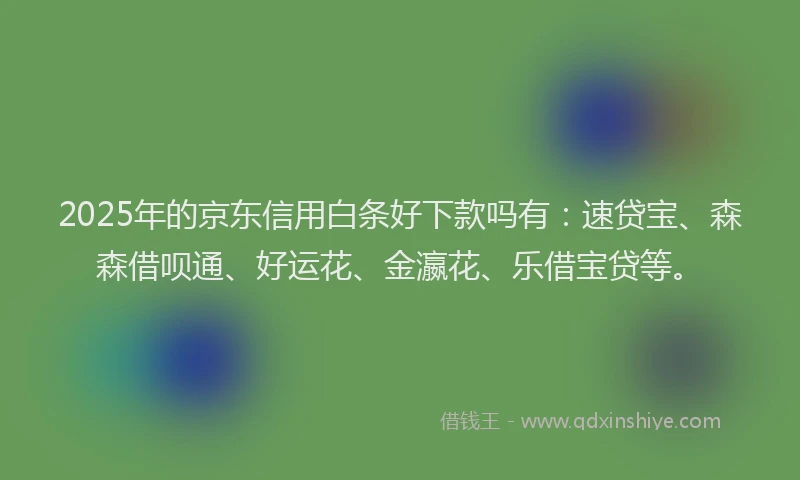 2025年的京东信用白条好下款吗有：速贷宝、森森借呗通、好运花、金瀛花、乐借宝贷等。