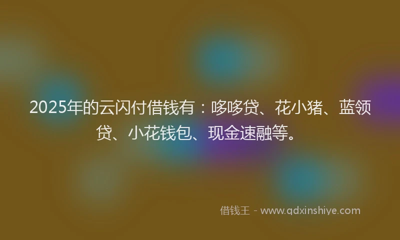 2025年的云闪付借钱有：哆哆贷、花小猪、蓝领贷、小花钱包、现金速融等。