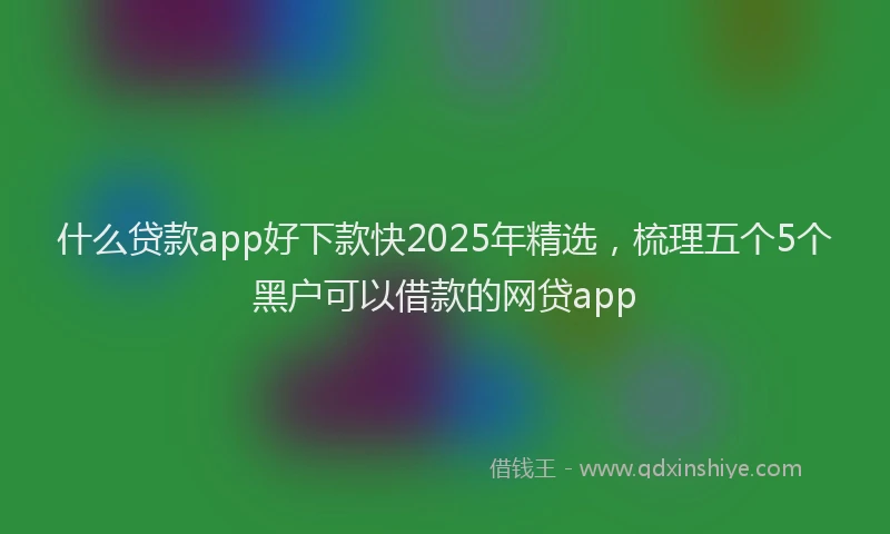 什么贷款app好下款快2025年精选，梳理五个5个黑户可以借款的网贷app