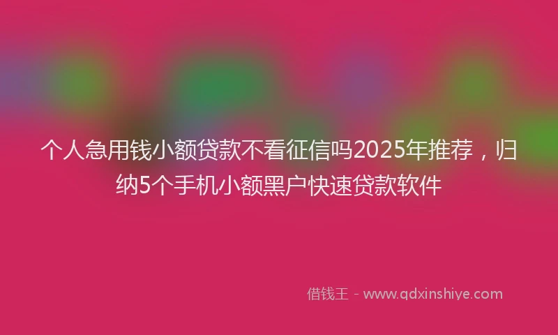 个人急用钱小额贷款不看征信吗2025年推荐，归纳5个手机小额黑户快速贷款软件