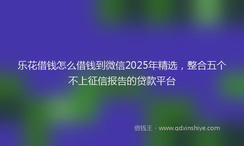 乐花借钱怎么借钱到微信2025年精选，整合五个不上征信报告的贷款平台