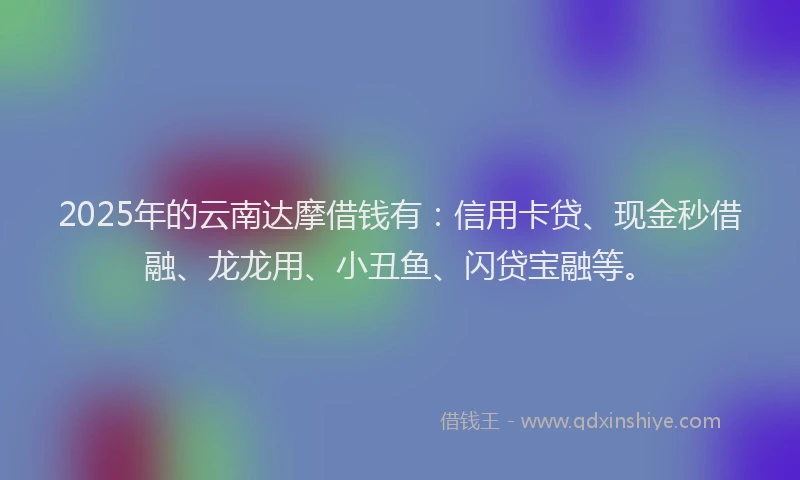 2025年的云南达摩借钱有：信用卡贷、现金秒借融、龙龙用、小丑鱼、闪贷宝融等。