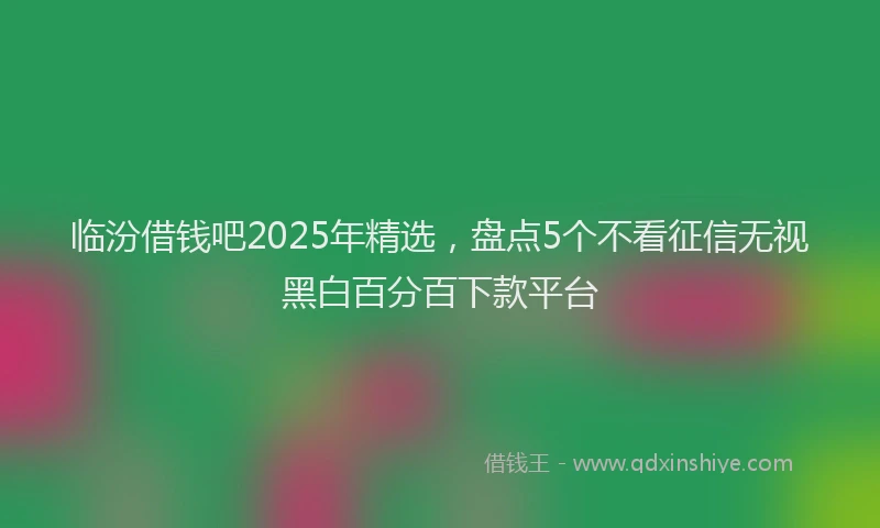 临汾借钱吧2025年精选，盘点5个不看征信无视黑白百分百下款平台