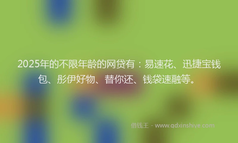 2025年的不限年龄的网贷有：易速花、迅捷宝钱包、彤伊好物、替你还、钱袋速融等。