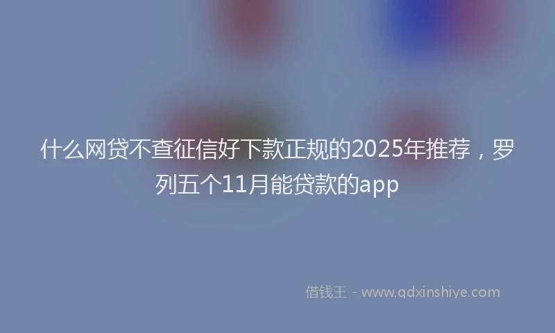 什么网贷不查征信好下款正规的2025年推荐，罗列五个11月能贷款的app