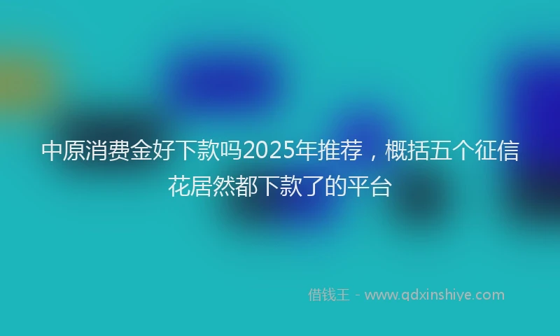 中原消费金好下款吗2025年推荐，概括五个征信花居然都下款了的平台