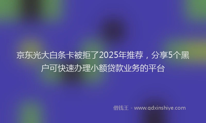 京东光大白条卡被拒了2025年推荐，分享5个黑户可快速办理小额贷款业务的平台