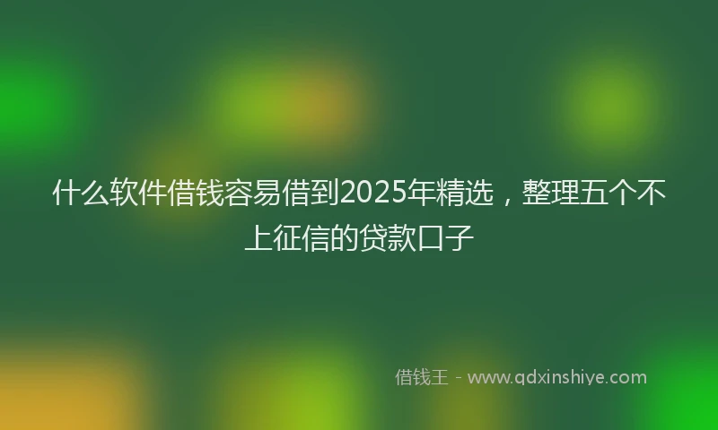 什么软件借钱容易借到2025年精选，整理五个不上征信的贷款口子