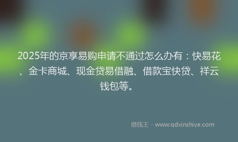 2025年的京享易购申请不通过怎么办有：快易花、金卡商城、现金贷易借融、借款宝快贷、祥云钱包等。