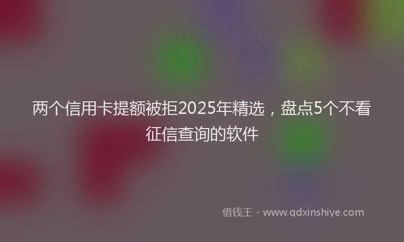 两个信用卡提额被拒2025年精选，盘点5个不看征信查询的软件