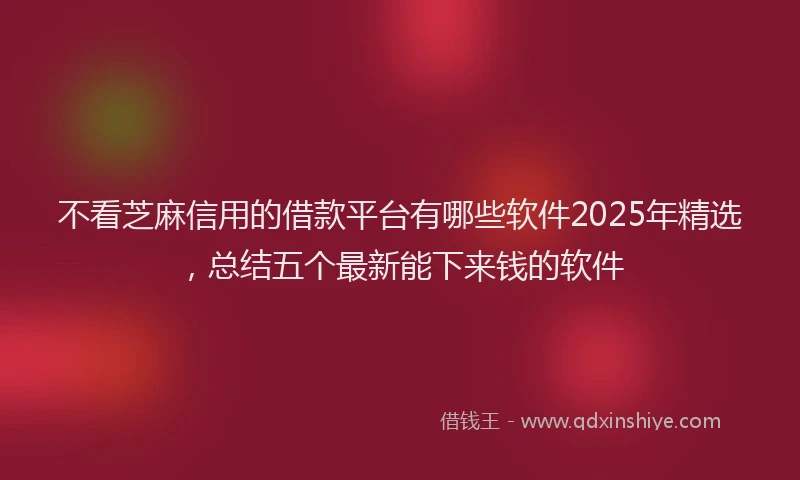不看芝麻信用的借款平台有哪些软件2025年精选，总结五个最新能下来钱的软件