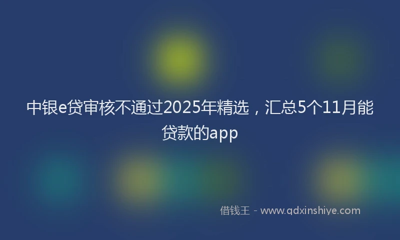 中银e贷审核不通过2025年精选，汇总5个11月能贷款的app