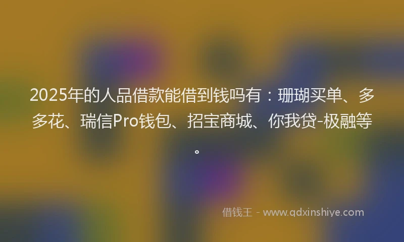 2025年的人品借款能借到钱吗有：珊瑚买单、多多花、瑞信Pro钱包、招宝商城、你我贷-极融等。