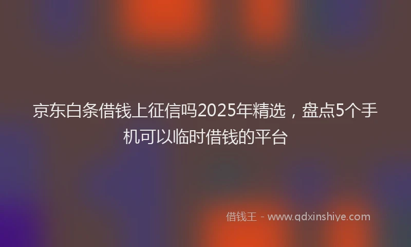 京东白条借钱上征信吗2025年精选，盘点5个手机可以临时借钱的平台