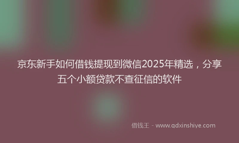 京东新手如何借钱提现到微信2025年精选，分享五个小额贷款不查征信的软件