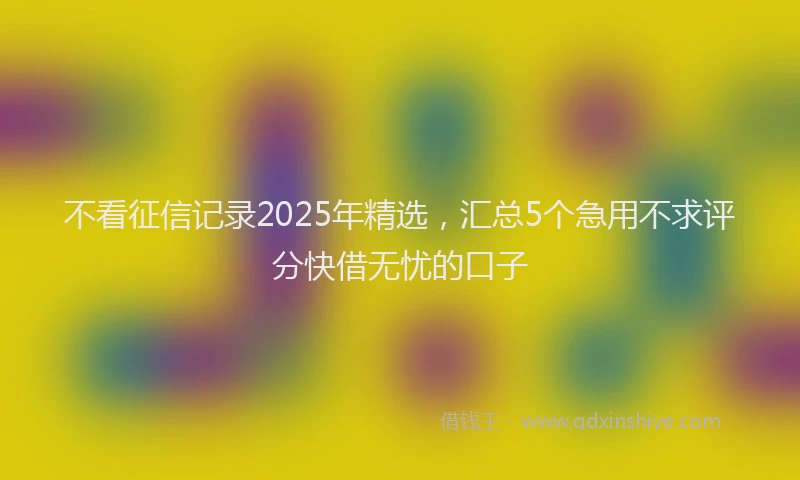 不看征信记录2025年精选，汇总5个急用不求评分快借无忧的口子