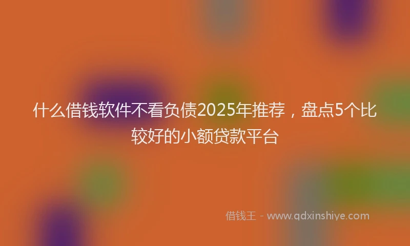 什么借钱软件不看负债2025年推荐，盘点5个比较好的小额贷款平台