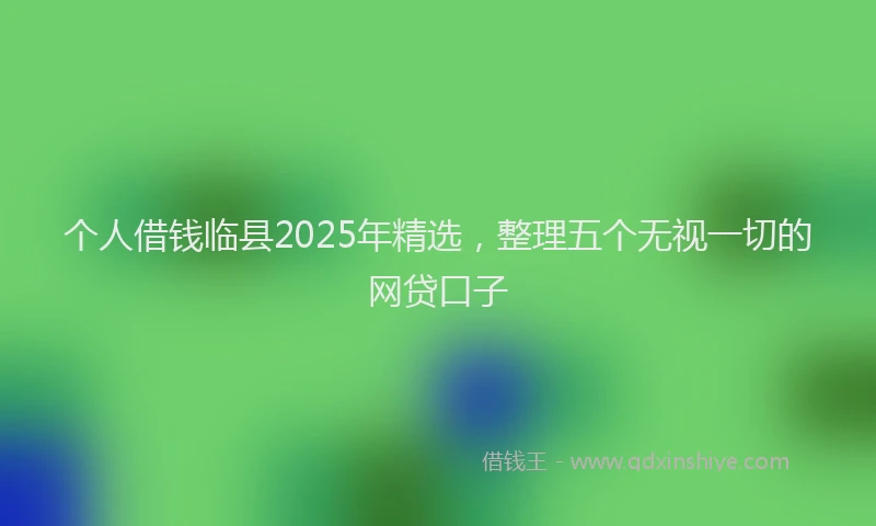 个人借钱临县2025年精选，整理五个无视一切的网贷口子