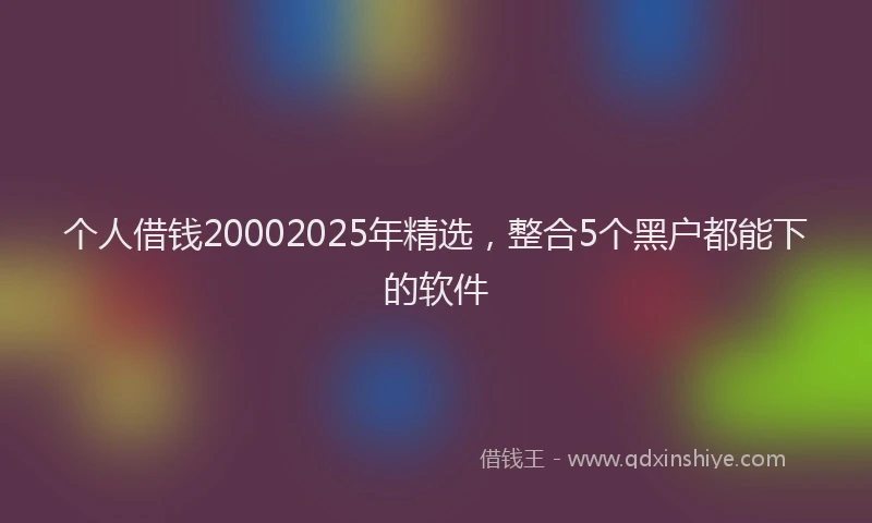 个人借钱20002025年精选，整合5个黑户都能下的软件