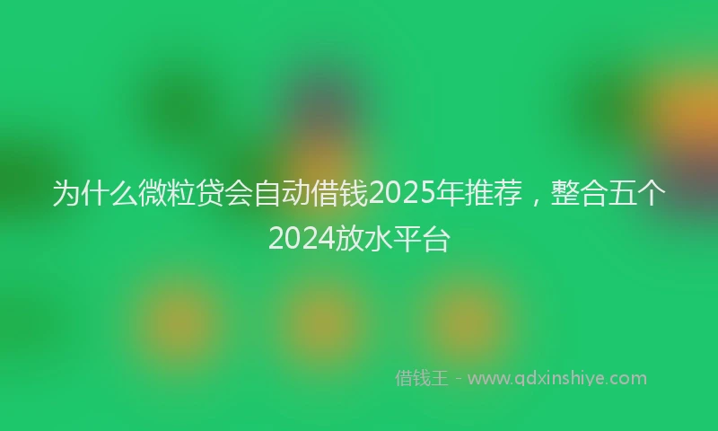 为什么微粒贷会自动借钱2025年推荐，整合五个2024放水平台