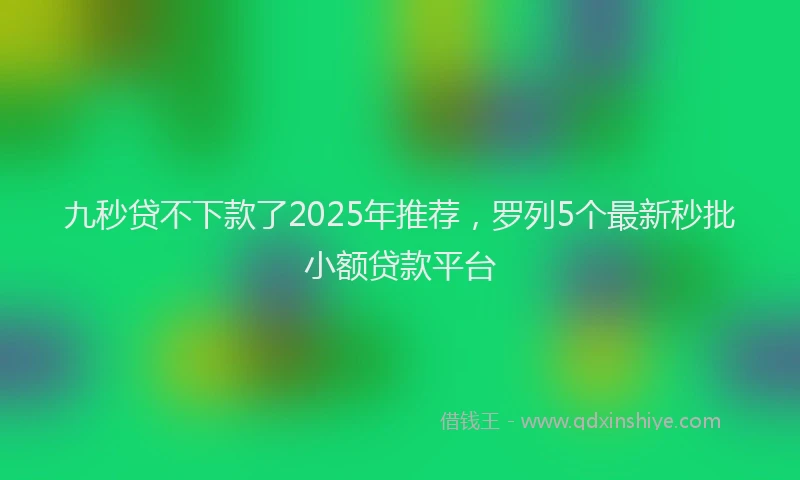 九秒贷不下款了2025年推荐，罗列5个最新秒批小额贷款平台