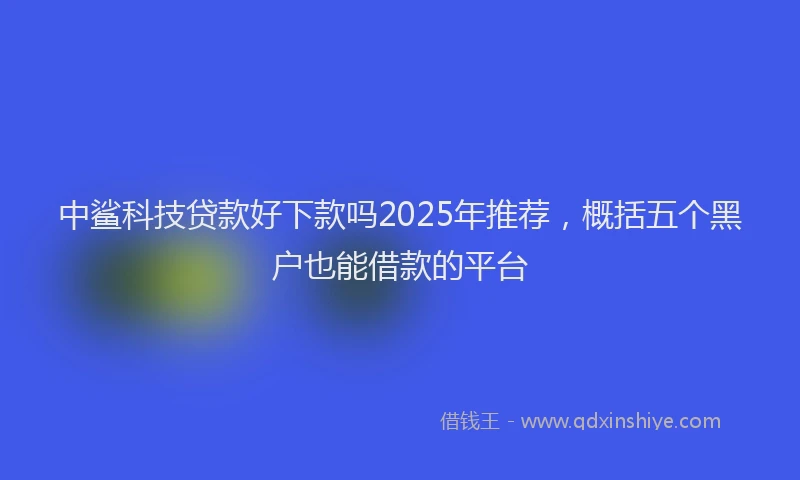 中鲨科技贷款好下款吗2025年推荐，概括五个黑户也能借款的平台
