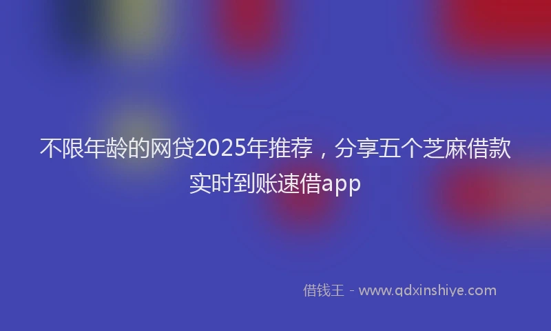 不限年龄的网贷2025年推荐，分享五个芝麻借款实时到账速借app
