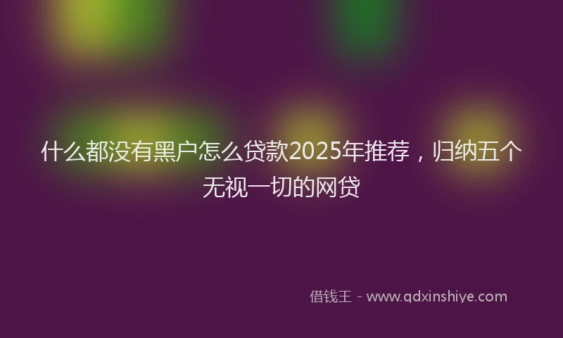 什么都没有黑户怎么贷款2025年推荐，归纳五个无视一切的网贷
