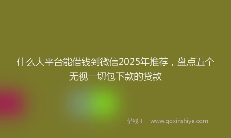 什么大平台能借钱到微信2025年推荐，盘点五个无视一切包下款的贷款