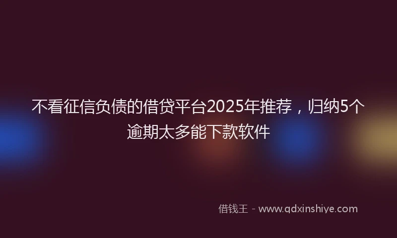 不看征信负债的借贷平台2025年推荐，归纳5个逾期太多能下款软件