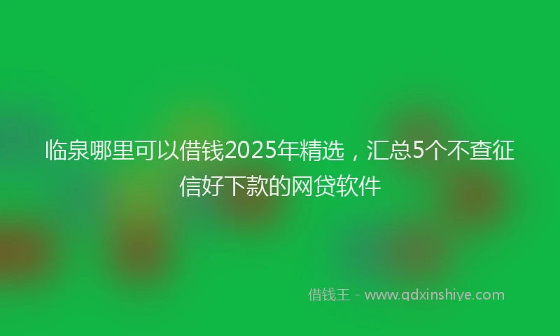 临泉哪里可以借钱2025年精选，汇总5个不查征信好下款的网贷软件