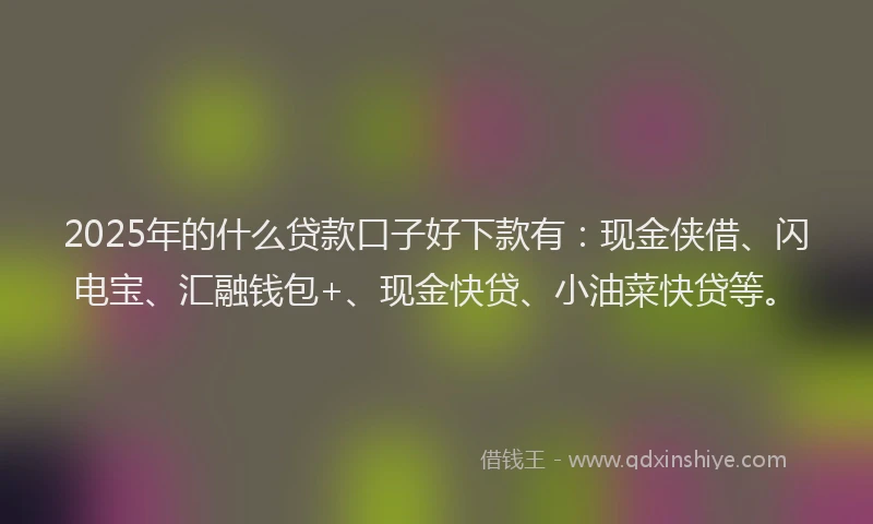 2025年的什么贷款口子好下款有：现金侠借、闪电宝、汇融钱包+、现金快贷、小油菜快贷等。