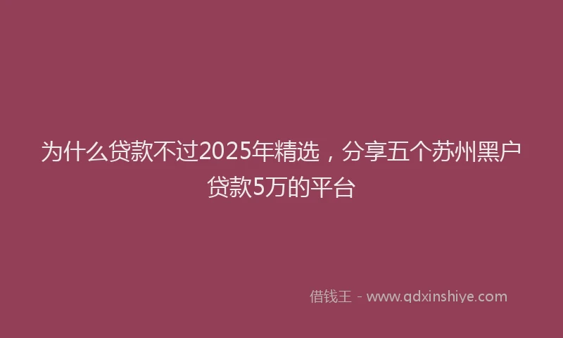 为什么贷款不过2025年精选，分享五个苏州黑户贷款5万的平台