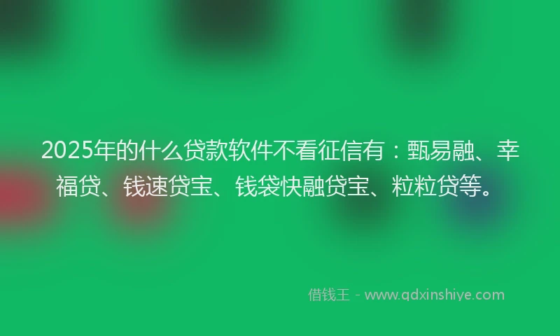 2025年的什么贷款软件不看征信有：甄易融、幸福贷、钱速贷宝、钱袋快融贷宝、粒粒贷等。