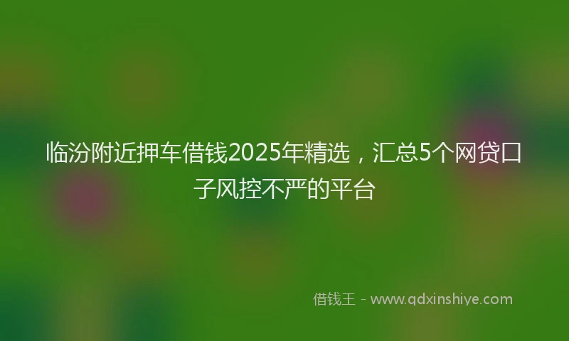 临汾附近押车借钱2025年精选，汇总5个网贷口子风控不严的平台