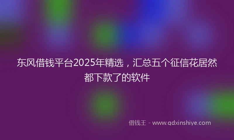 东风借钱平台2025年精选，汇总五个征信花居然都下款了的软件