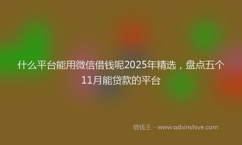 什么平台能用微信借钱呢2025年精选，盘点五个11月能贷款的平台