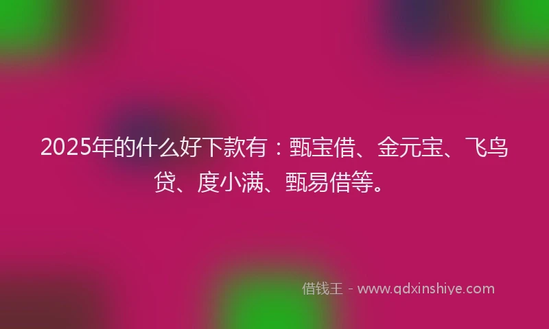 2025年的什么好下款有：甄宝借、金元宝、飞鸟贷、度小满、甄易借等。